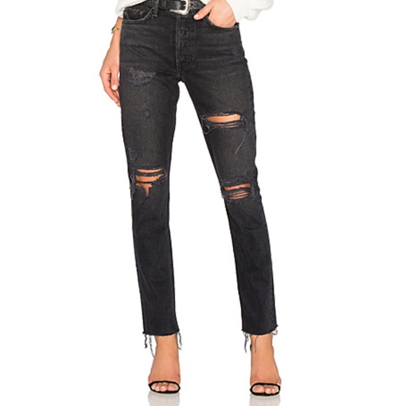 Black Grlfrnd : High - Rise Jean With Butt Slit - Picture 1 of 7